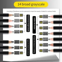 14Pcs Professional Sketch Pencil Set HB 2H 4H B 2B 3B 4B 5B 6B 7B 8B 10B 12B 14B Graphite Art Hand-Painted Pen School Stationery 3