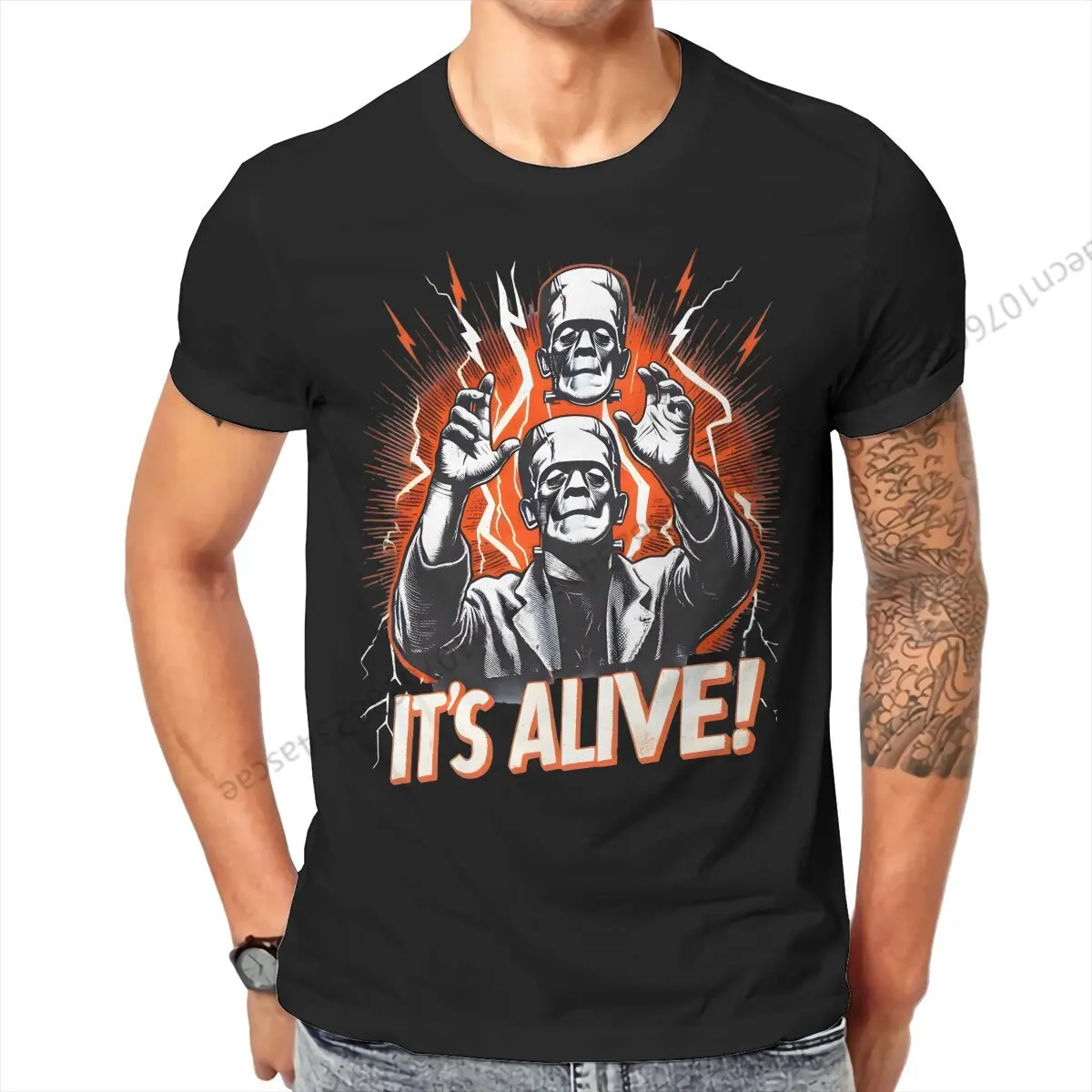 

Мужская футболка с круглым вырезом It's Alive Frankenstein