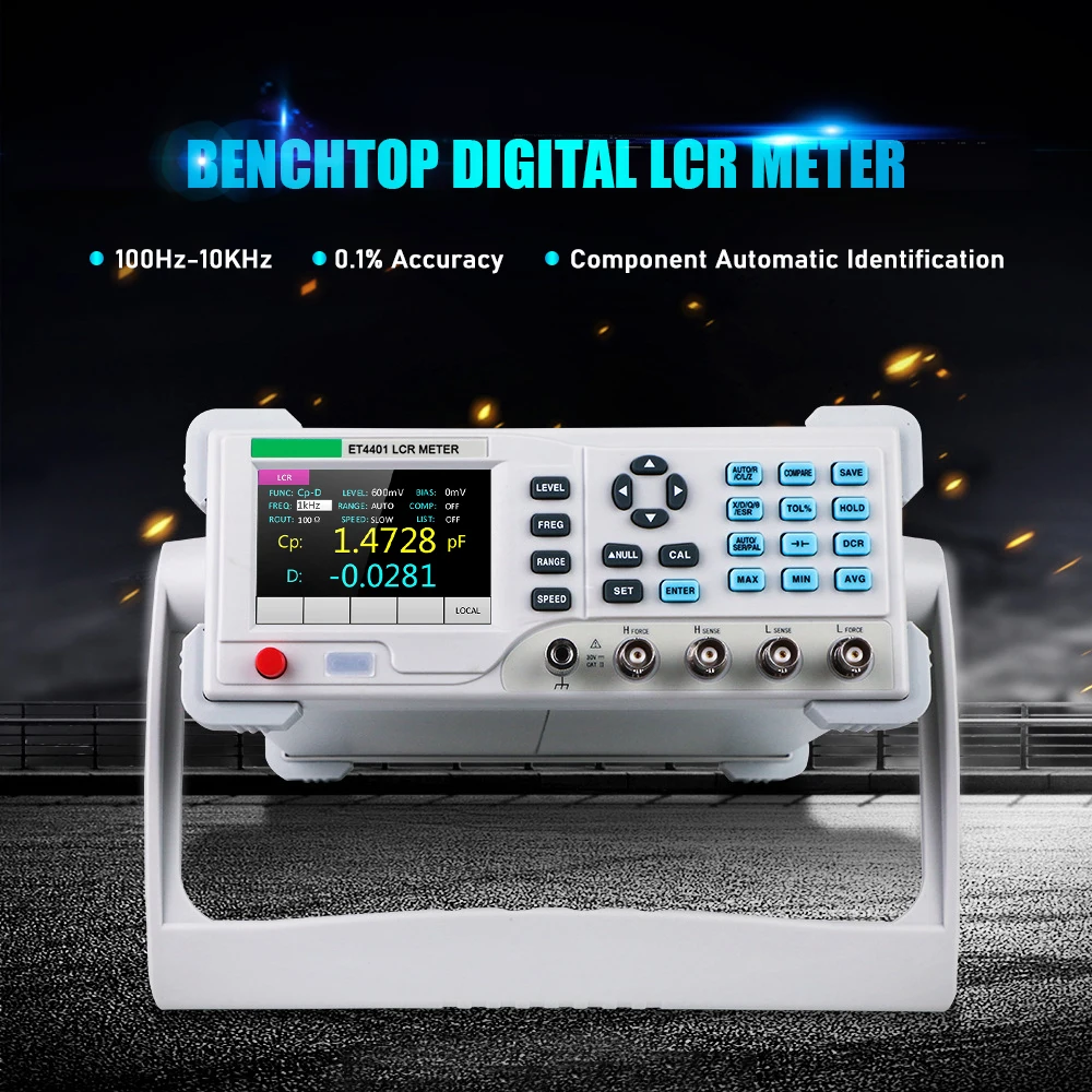 ET4401 Desktop 3.5in Digital Bridge Meter Capacitor Resistance Tester 100-10kHz 