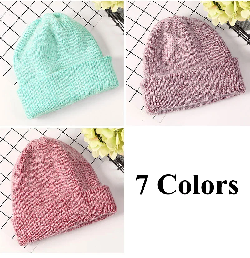 Winter Hüte Für Frauen Beanie Hut Kaninchen Fell Frau Kappe Winter Mützen Für Damen Gestrickte Hut Kaschmir Herbst Solide Motorhaube – Detail 3
