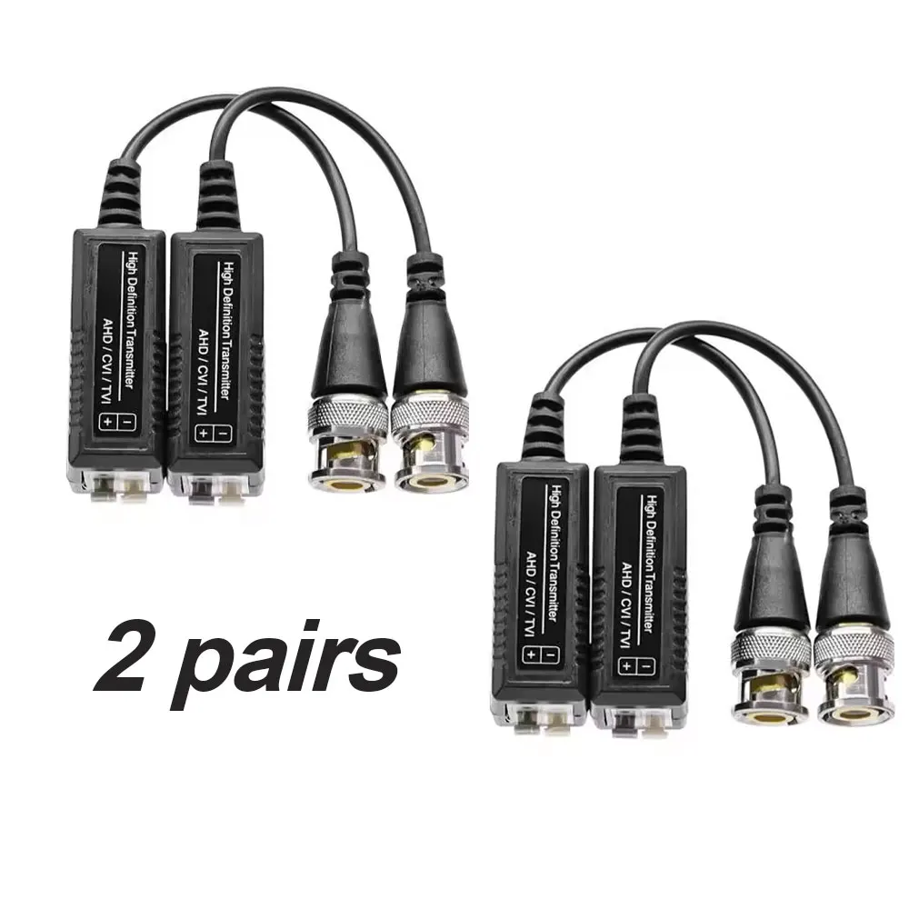 Balun vidéo CCTV torsadé AHD/CVI/TVI, 4 pièces (2 paires), émetteurs-récepteurs passifs, Balun UTP BNC Cat5 CCTV UTP