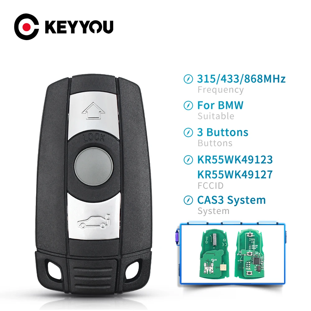 KEYYOU 315Mhz /433/ 868MHz For BMW Remote Car Key 1/3/5/7 Series CAS3 X5 X6 Z4 Keyless Control Transmitter Chip | Автомобили и