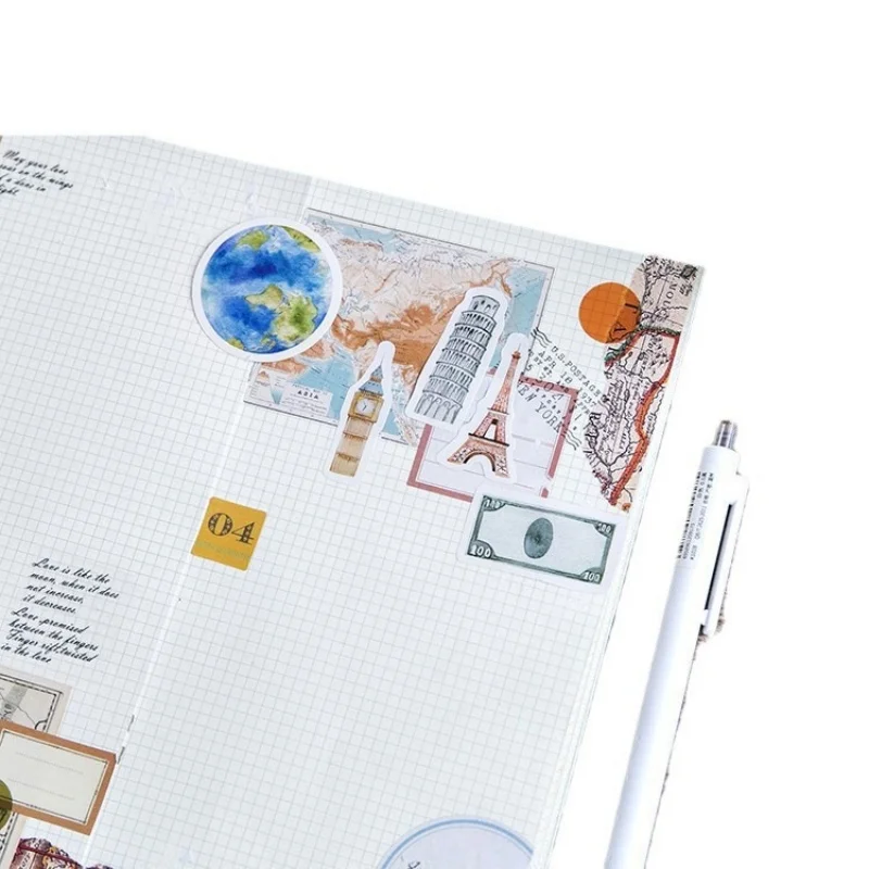 46매/박스 1인 여행 스티커 DIY 장 씰링 스티커 잡지 앨범 공예 스티커