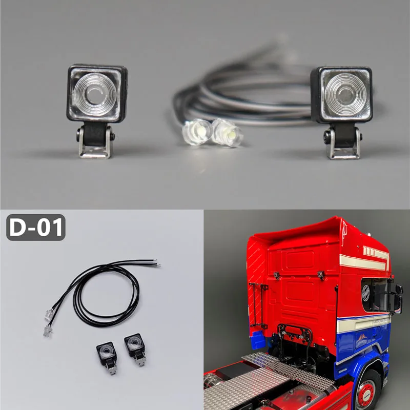 Equipment Rack Lighting Led Square Spotlight For 1/14 Tamiya Rc Truck Trailer Tipper Scania 770S Benz Actros Volvo Man Diy Parts