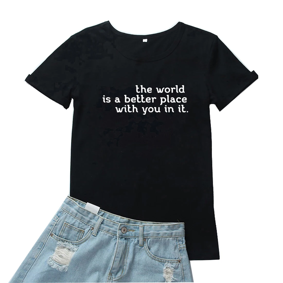 Футболка с надписью The World Is A Better Place with You In It |