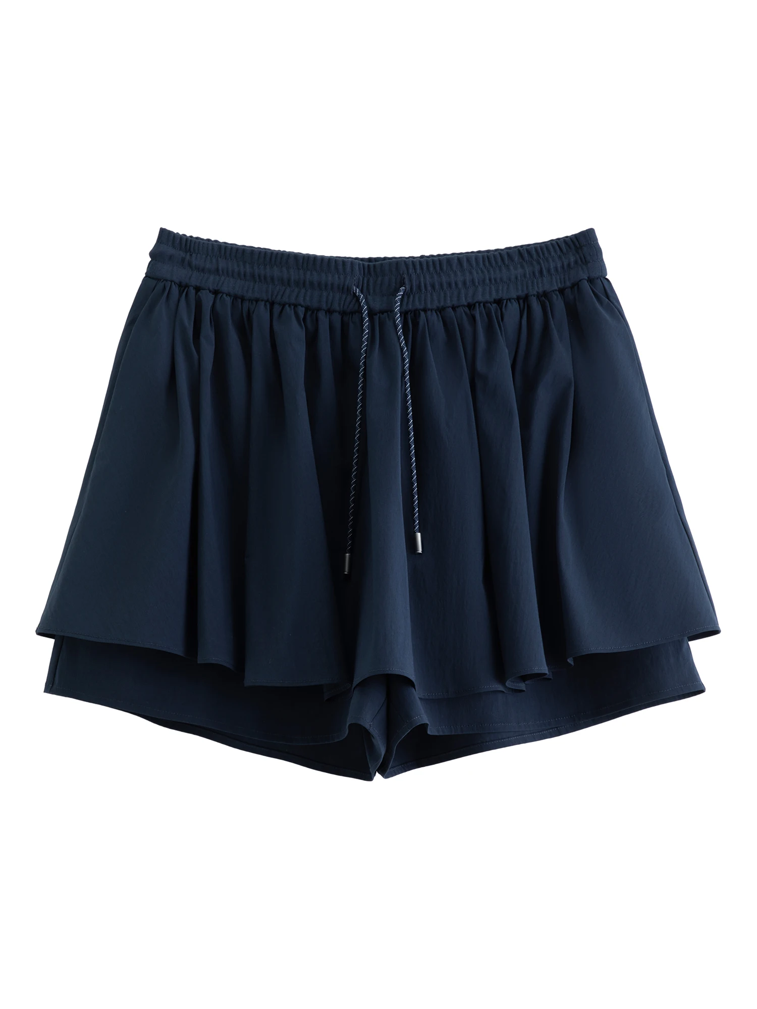 DUSHU Drawstring Pleated White Mini Skirt for Women 2026 Summer Fresh Preppy Style Simple Youthful Trendy Chic Korean