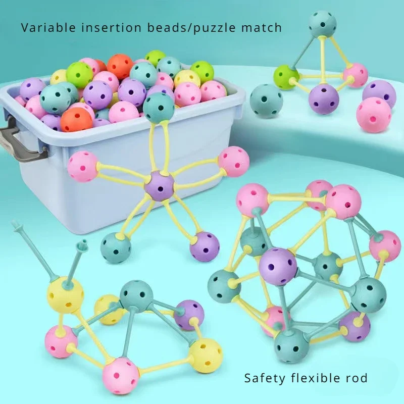 

Children's Puzzle Ball Block Bead String Three-dimensional Spatial Thinking Geometry Teaching Aids Construction Toys for Kids