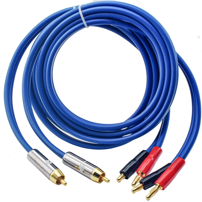 Cabo de Áudio Rca para Dual Banana Spade Plug Amp Soundbox Ofc Cabo de Áudio 1m 2m 3m 5m 8m 10m 15m - Image 4