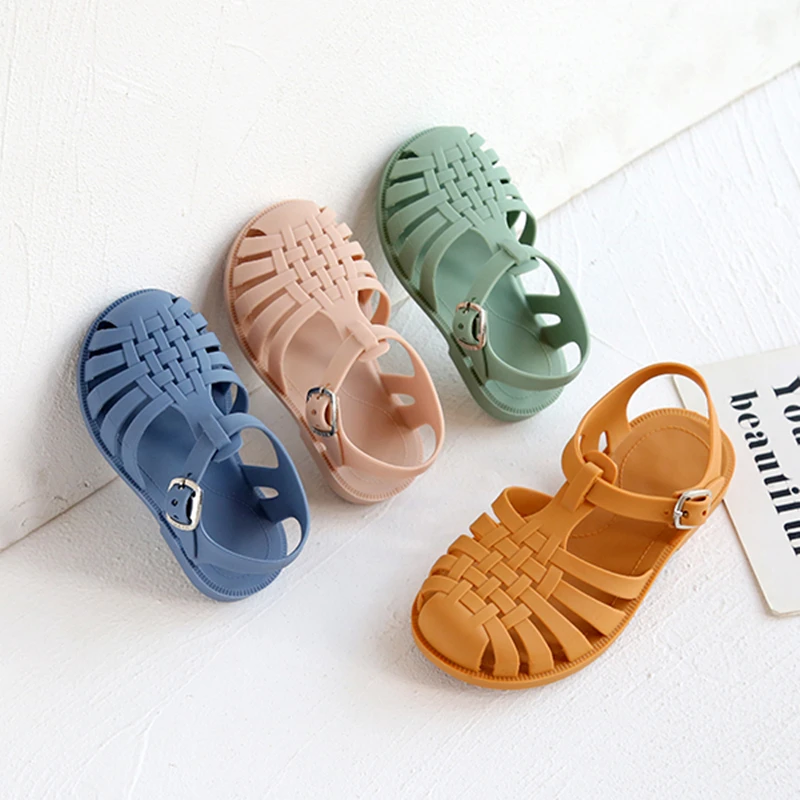 

Summer Casual Roman Slippers Beach Shoes Summer Children Sandals Baby Girls Hollow Out Soft Non-slip Shoes Kids Candy Jelly