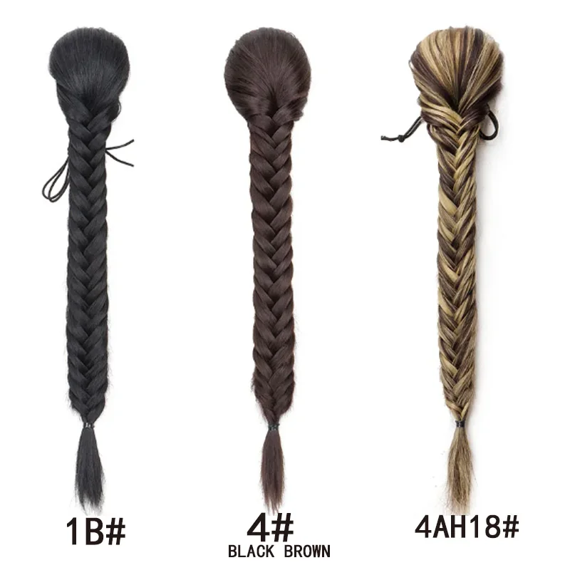 H&STAR 168Inch Synthetic Mini Drawstring Fishnone Ponytail Extensions  Heat Resistant  Braided Ponytails Extensions For Women G