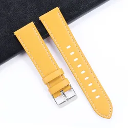 Genuine Leather Quick Release Watchbands - Soft, Stylish Wristbands - 20mm (Yellow)