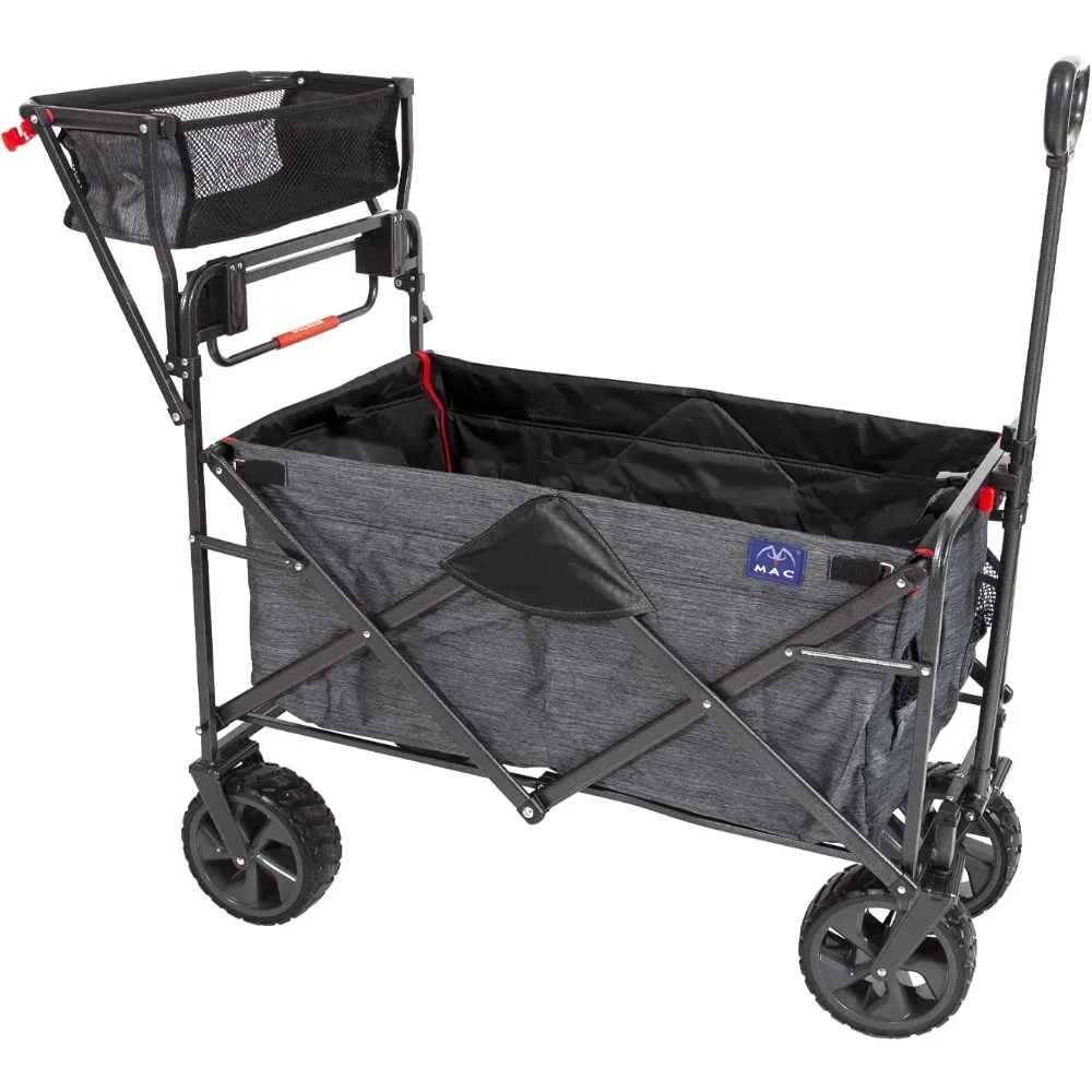 

Sports 300LB Capacity Push Wagon with Wheels, Handle and Basket - Grocery Heavy Duty Wagon for Camping, Shopping