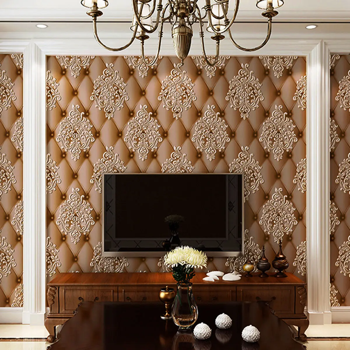 Faux Leather 3D Soft Bag Deerskin Velvet Bedroom Living Room Tv Sofa Wallpaper Luxury European Damask Floral Wallpaper 10 S711a181650c44d3e9fb17ce91bd5a8b6J
