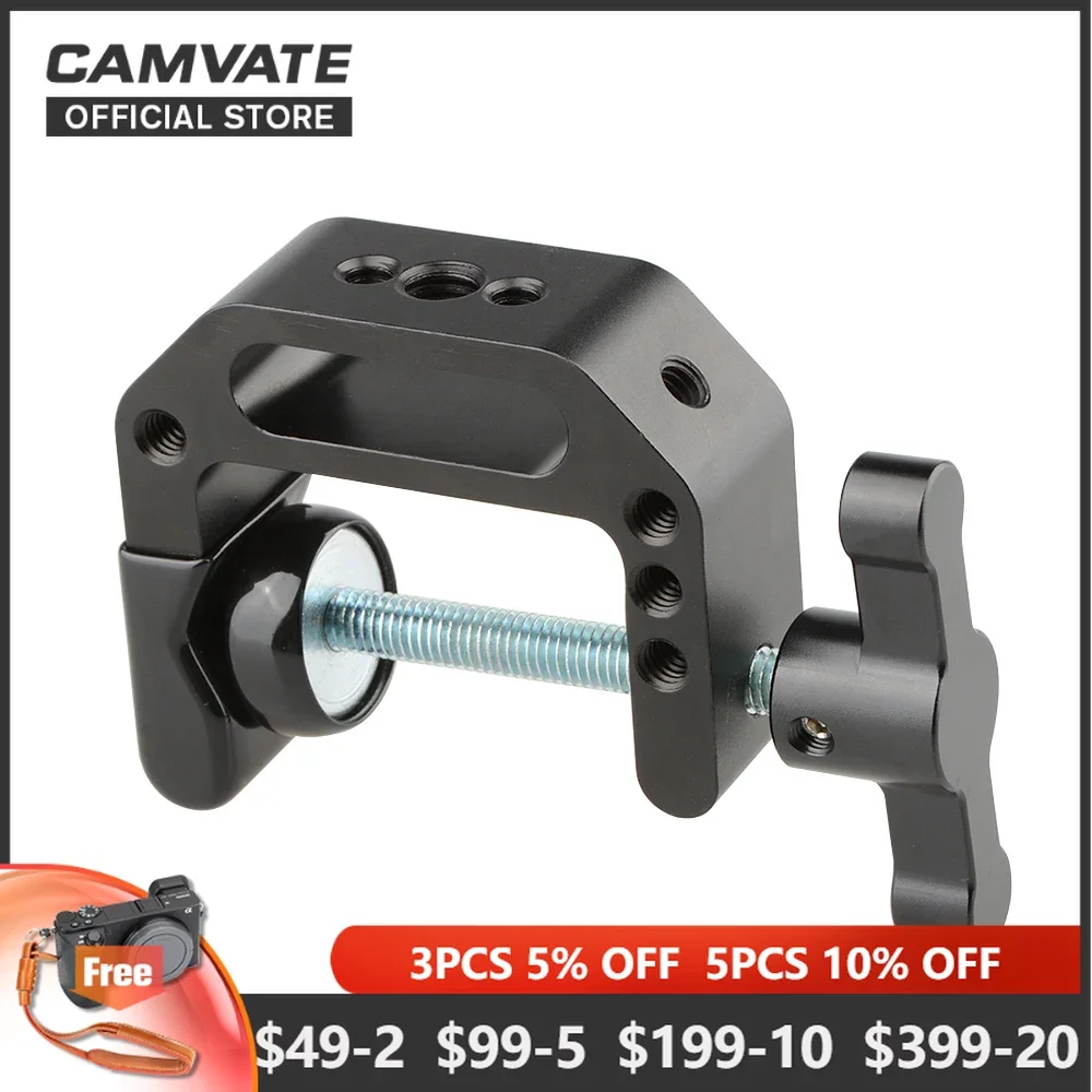 

Универсальный крепежный зажим CAMVATE C-clamp с резьбовым отверстием 1/4-20 и 3/8-16 для монитора/вспышки/светильник/крепления микрофона