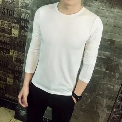 Round neck long sleeves white