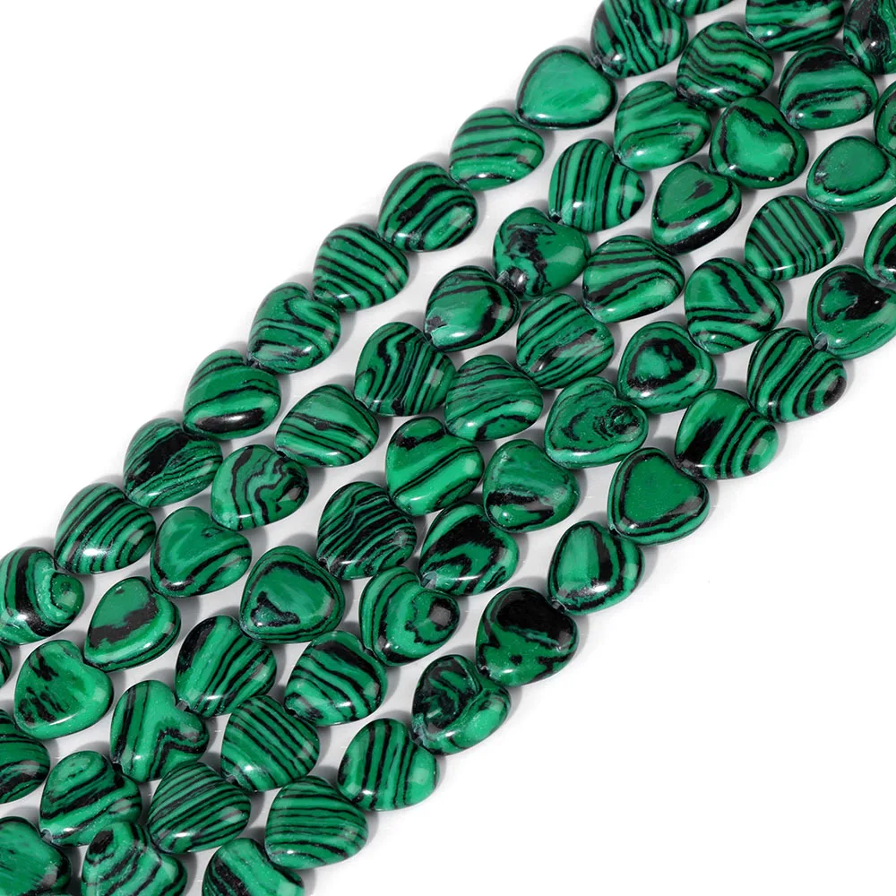 Perline Di Malachite Verde Naturale Di Alta Qualità 10Mm Love Heart Shape Charm Bead Healing Reiki Yoga Beads Per Collane Con Braccialetti Fai Da Te