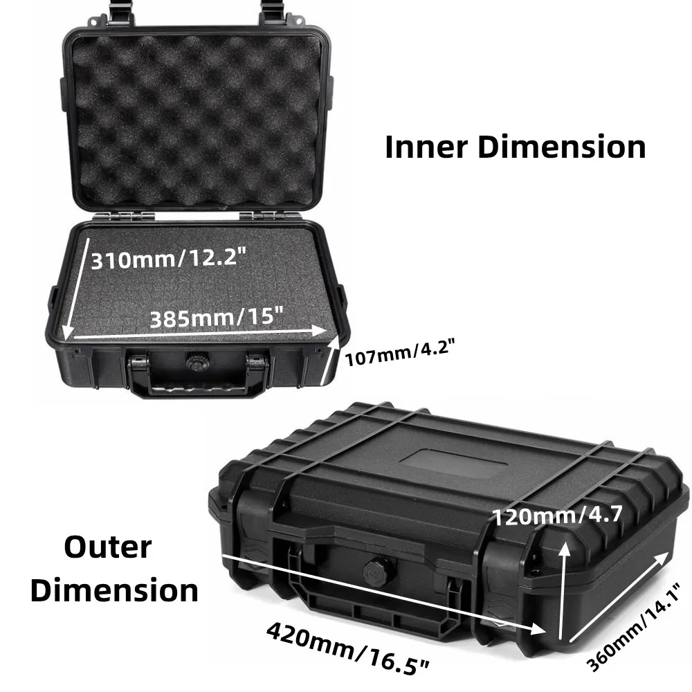 JETEVEVEN ToolBox Plastic Safety Equipment Case Waterproof Hard Carry Tool Case Bag Storage Box Camera Photography with Sponge