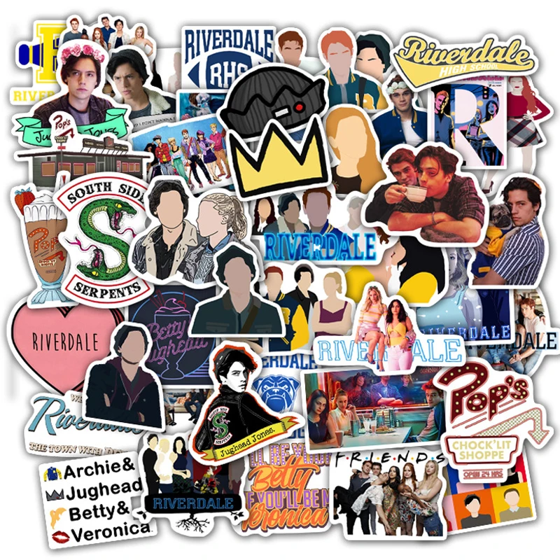 10/30/50pcs Classic TV Series Riverdale Stickers Cool Cartoon Decals Decoration Water Bottle Laptop Phone Case Graffiti Sticker Cartoon Stickers Graffiti Stickers