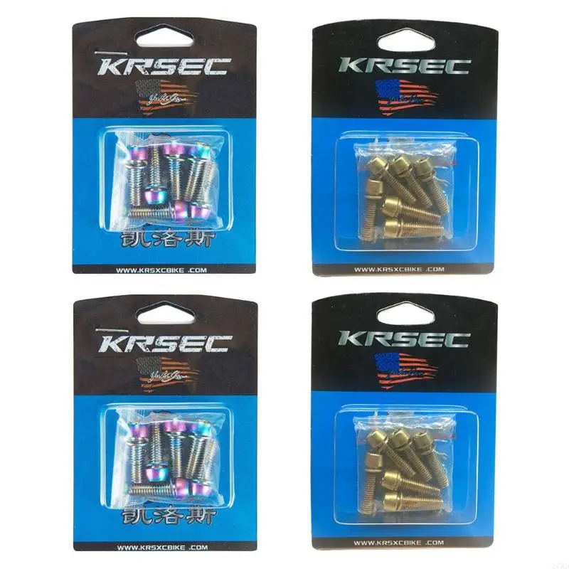 27RD 6pcs MTB Road Bike Stem Screws Handlebar for Titanium Plated Bolts with Washer Cycling Accessories