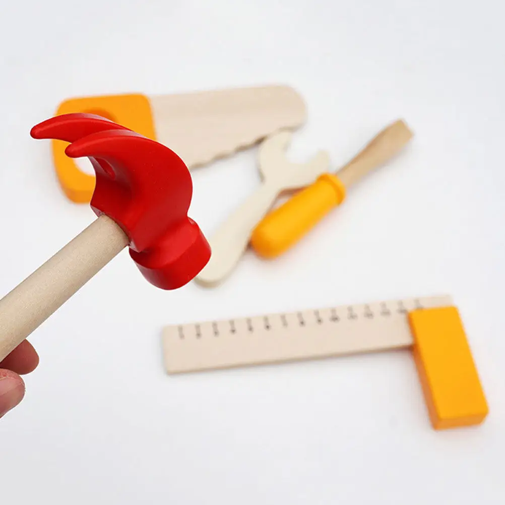 1세트 어린이용 렌치 모형 드라이버 장 나무 도구 미니어처 풍경 장식 교육용 조기 지능 개발 놀이용