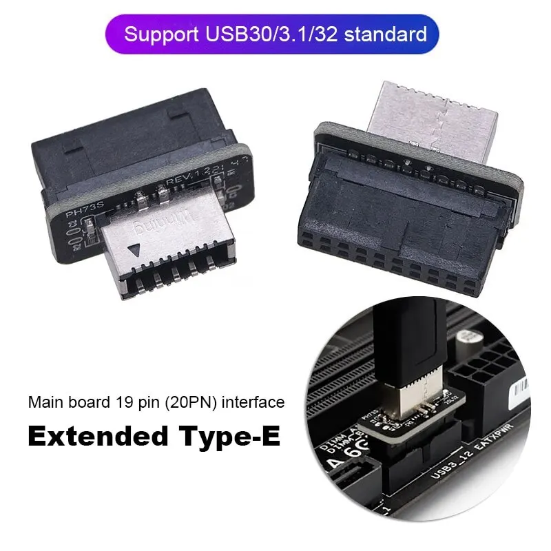 

Адаптер передней панели USB 3,1 типа E «мама» к USB 3,0 19PIN «папа», внутренний вертикальный сплиттер для материнской платы типа C