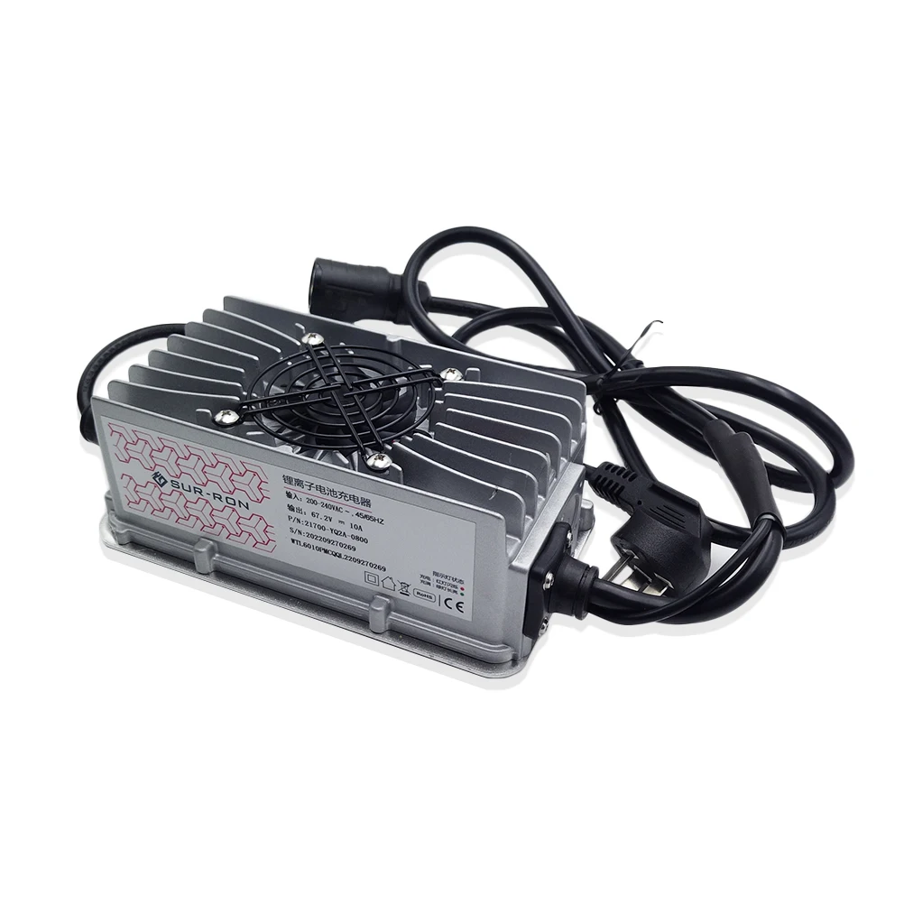 OLOMM premium silent silver metal 60V 10A charger for Sur-Ron Light Bee electric off road motorcycle