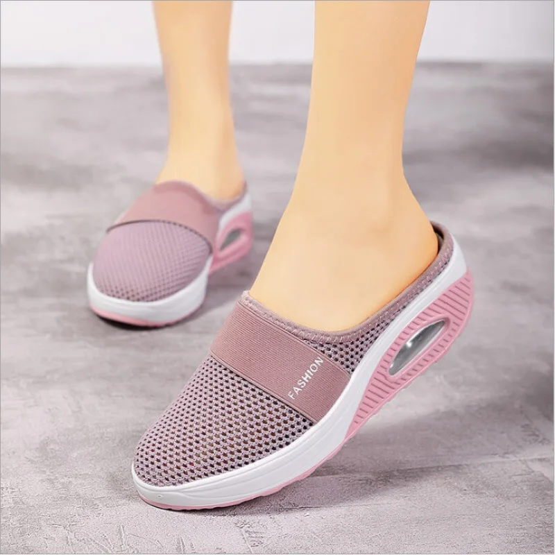Chaussures Orthopédiques Pour Femme - Avec Coussin D'air - Slip On Maille Respirante - Pour Marche Et Loisirs