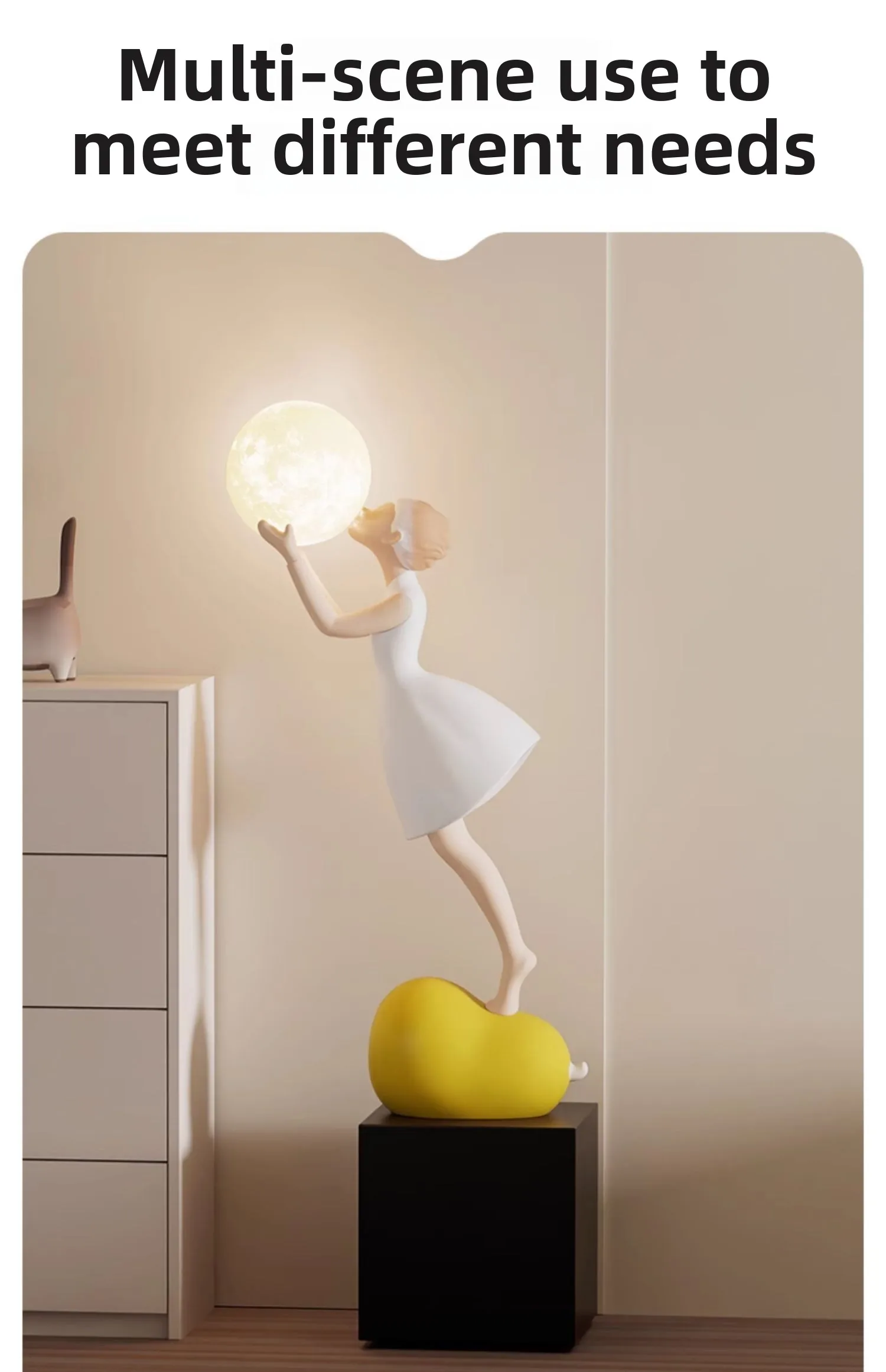 Home Decor Figurine Creative Lovely Moonlight Girl Statue Floor Decor Living Room Large Sculpture Art Ornament Housewarming Gift