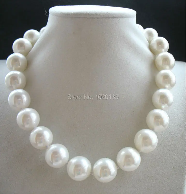 

white sea shell round necklace round 16/18/20mm 18inch wolesale beads nature wholesale