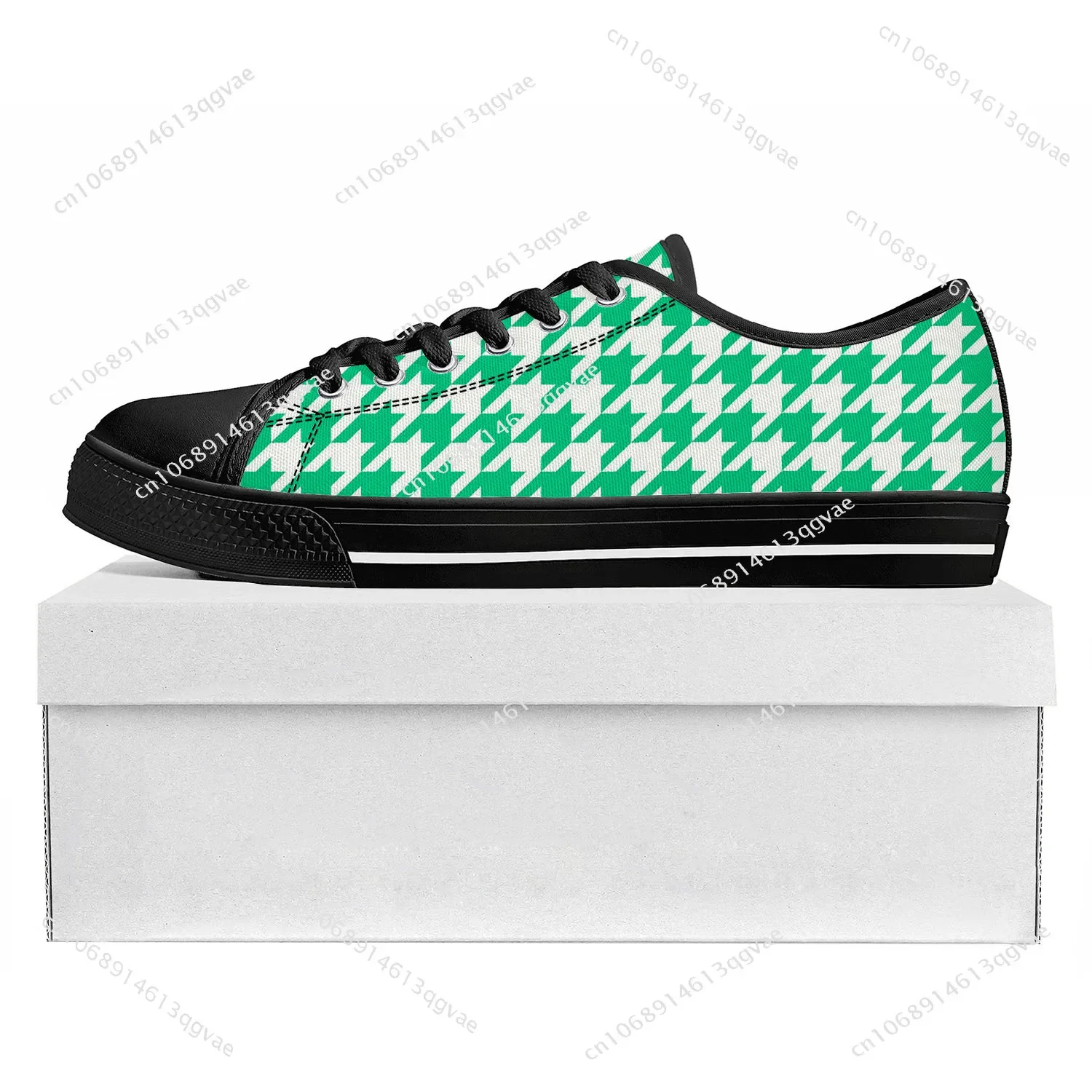 Houndstooth Pattern Low Top High Quality Sneakers Mens Womens Teenager Canvas Sneaker Casual Couple Shoes Custom Made Shoe Black