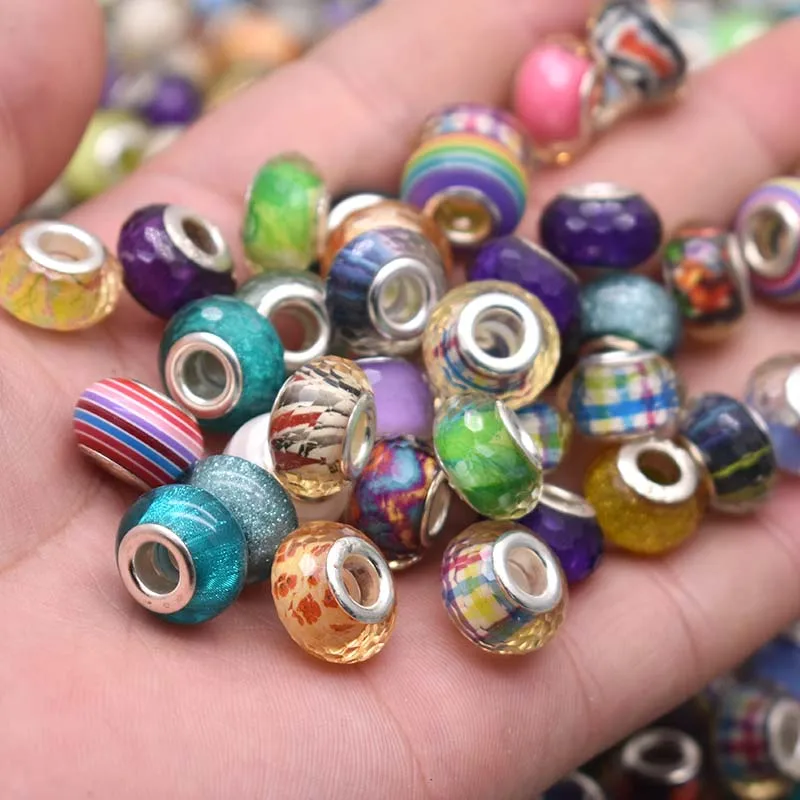 40pcs 12mm Big Hole Round Beads for Jewelry Making Acrylic Beads Multicolor  Loose Bead Jewelry DIY Accessory