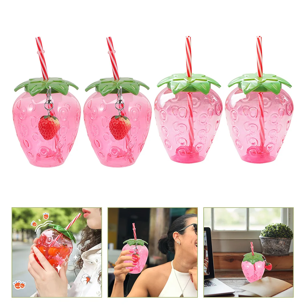

Girls Fruit Straw Cups Adorable Strawberry Cups Fashion Drinking Cups Water Bottle Kitchen Accessories
