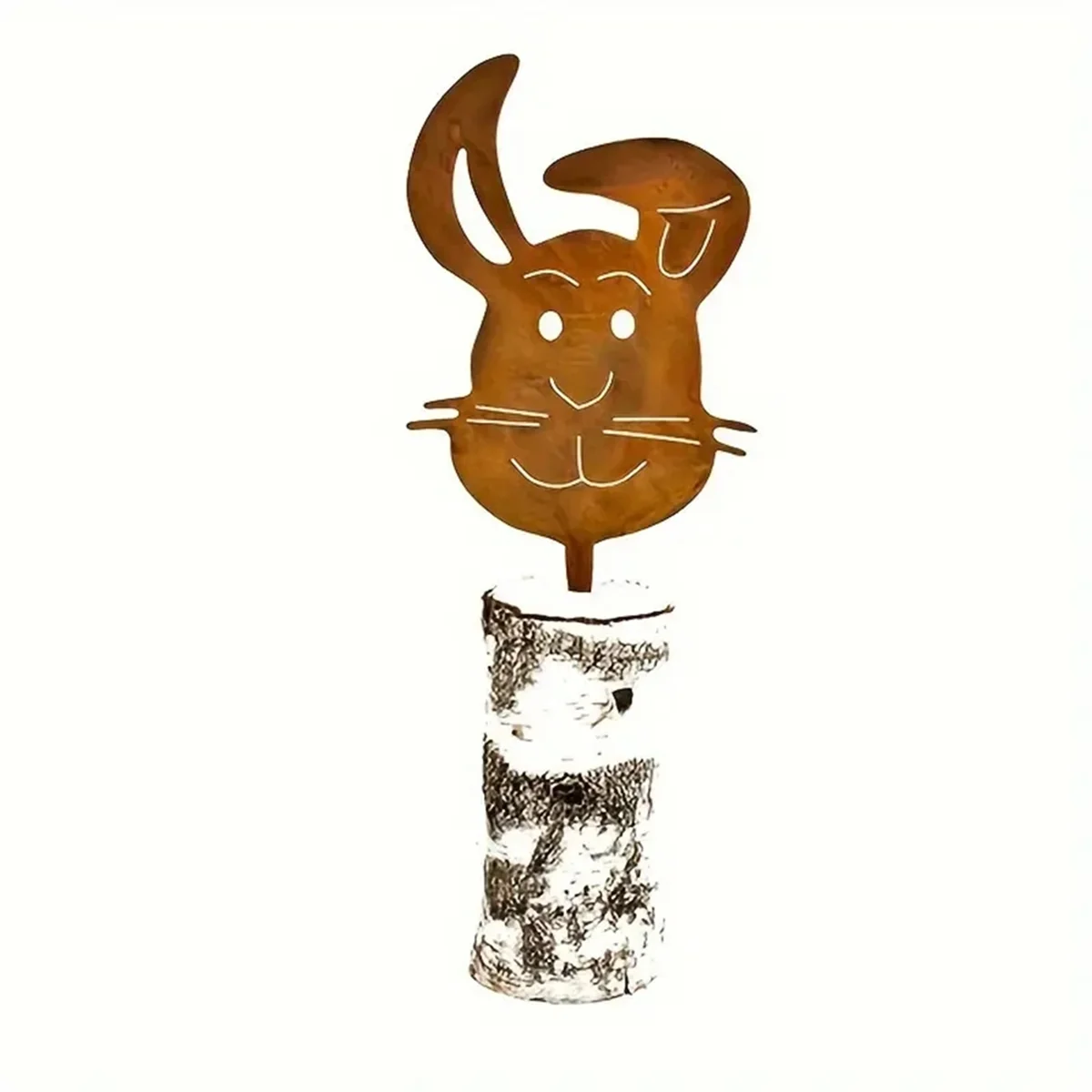 BAAU Handmade Retro Rabbits Ground Plug Outdoor Decoration Rabbits Iron Rusty Craft Outdoor Courtyard Art for Farmhouse Decor