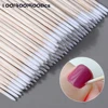 100/300/500Pcs Nails Wood Swab Cleaning Sticks Bud Tip Wooden Cotton Head Manicure Detail Corrector Nail Polish Remover 10cm 1