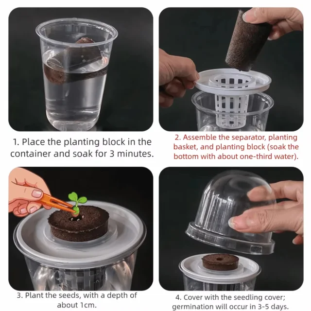 Plastic hydroponic seed planting pot - transparent and durable gardening seedling cup - reusable cup for observing plant roots 3