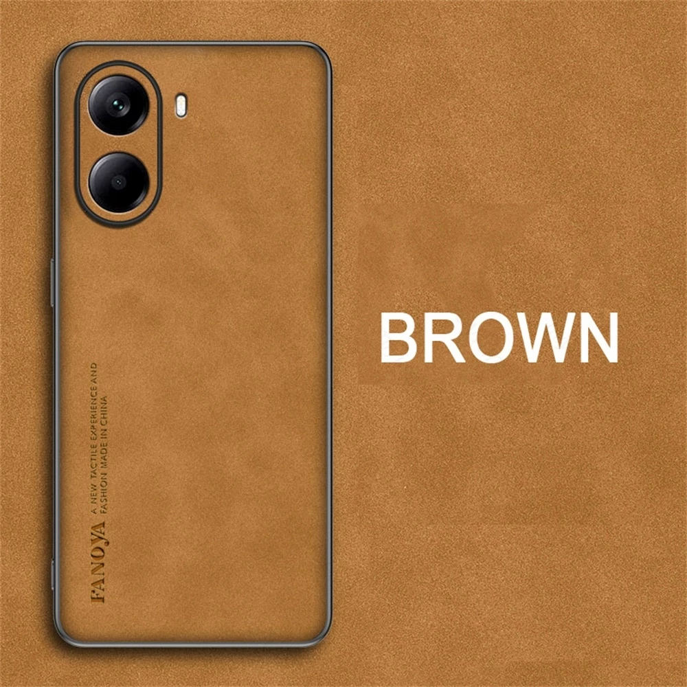 Sheepskin Leather Back Cover with TPU Soft Frame - Protective Case