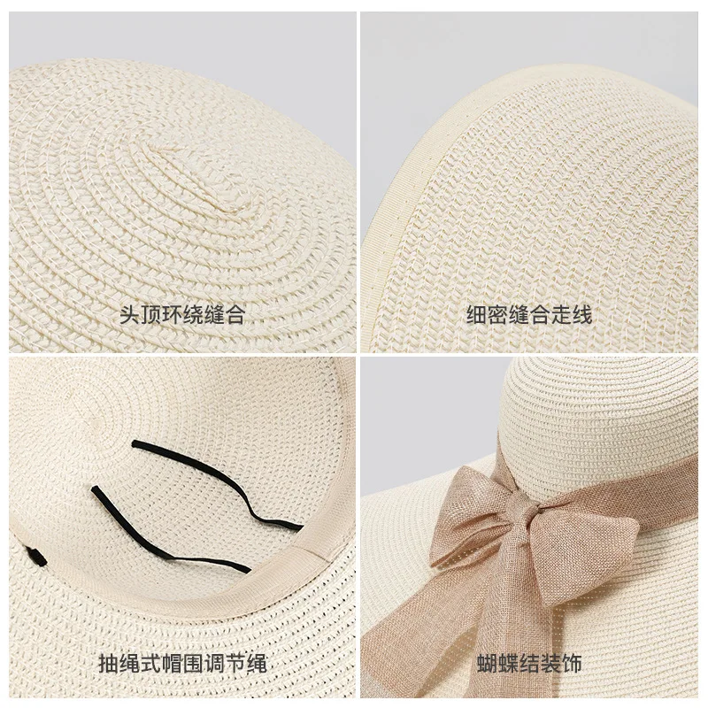 REXCHI New Straw Hat Summer Sunscreen Cool Hat Sun Outdoor Pot Big Eaf Beach Sunshade XMZ262