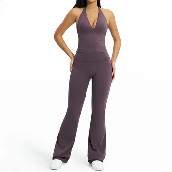 Women Yoga Sets Sports Suit Strapless Vest Fitness Suits Outdoor Solid Leisure Outfits Female Running Yoga Gym Workout Clothing 1