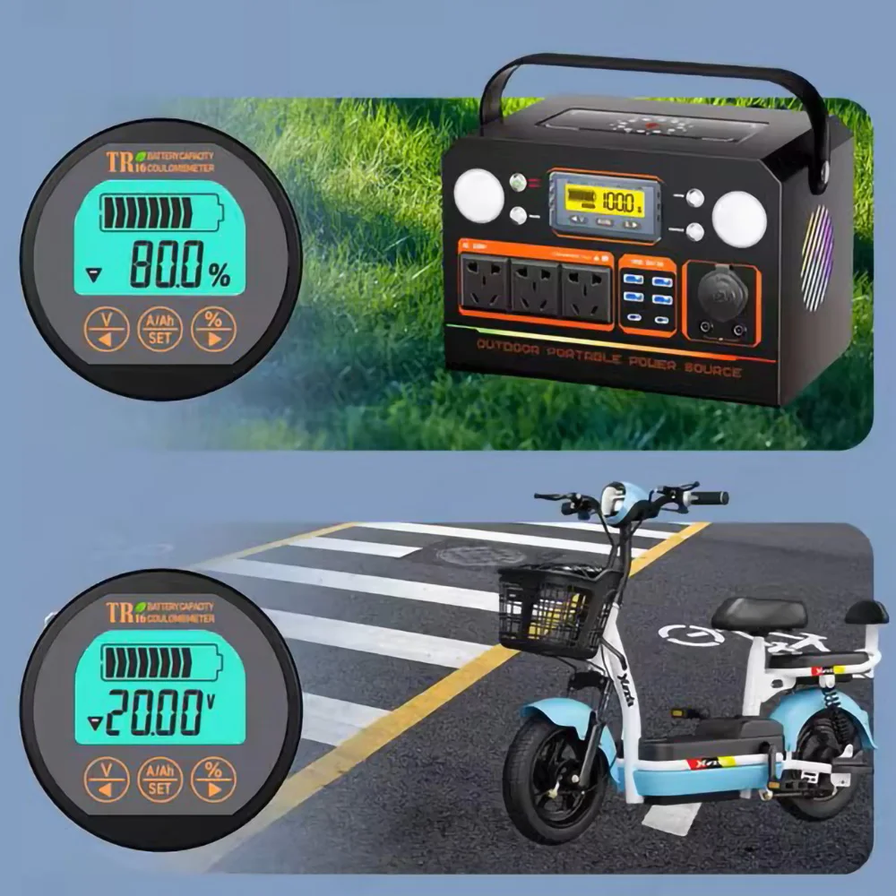 TR16H Coulometer DC8-120V Battery Capacity Tester 50A/100A/350A Digital Capacity Indicator Battery Waterproof Ammeter Voltmeter battery tester