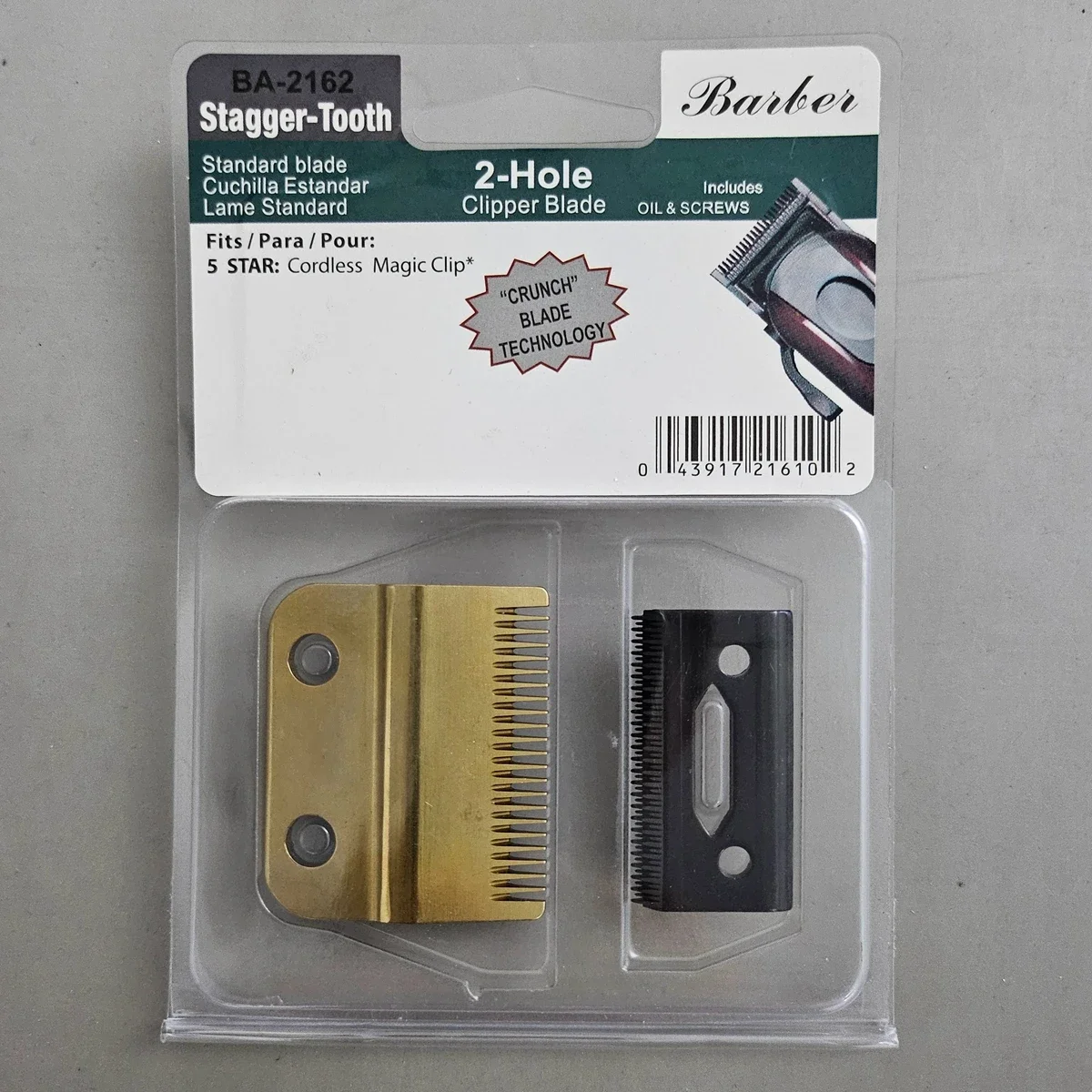 #2162 Gold Professional Replacement 2-Hole Clipper Blade Compatible With Wahl 5 Star Cordless Magic Clip 8148 Hair Clippers
