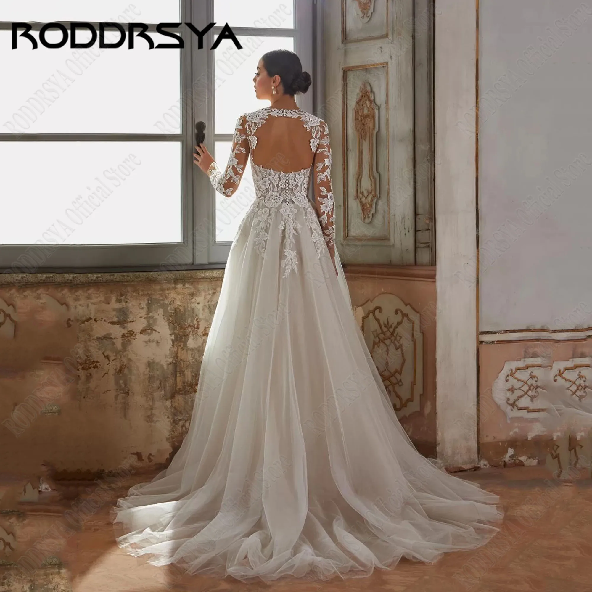 long dresses with puffy sleeves Royal Blue Chiffon Long Puffy Sleeves A-line Charming Prom Dresses, CP1188 main image 0