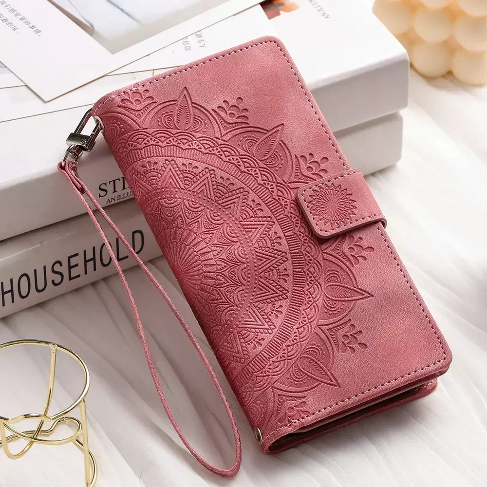 Leather Crossbody Zipper Flip Wallet Case - Premium Book