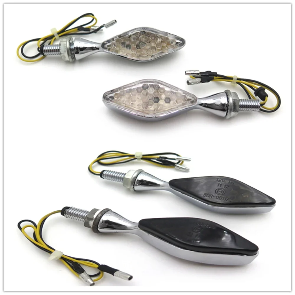 

Universal Chrome Clear 8mm Stalk Motorcycle LED Turn Signals Indicators Blinkers Lights SMOKE Aftermarket Motorcycle Parts