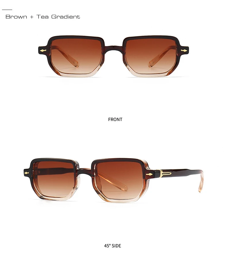 SHAUNA Ins Popular Fashion Rectangle Sunglasses Women Shades UV400 Retro Gradient Men Square Trending Rivets Sun Glasses_voghion.com