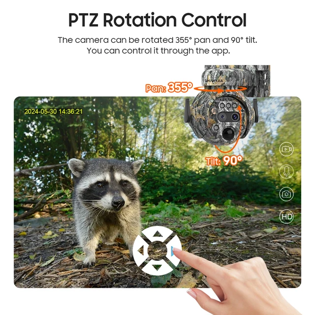 SHIWOJIA 12X ZOOM 4K 8MP Solar Camera Dual lens 4G 360° View Camouflage Color Outdoor Hunting Camera 7800mAh Battery Ubox app 3