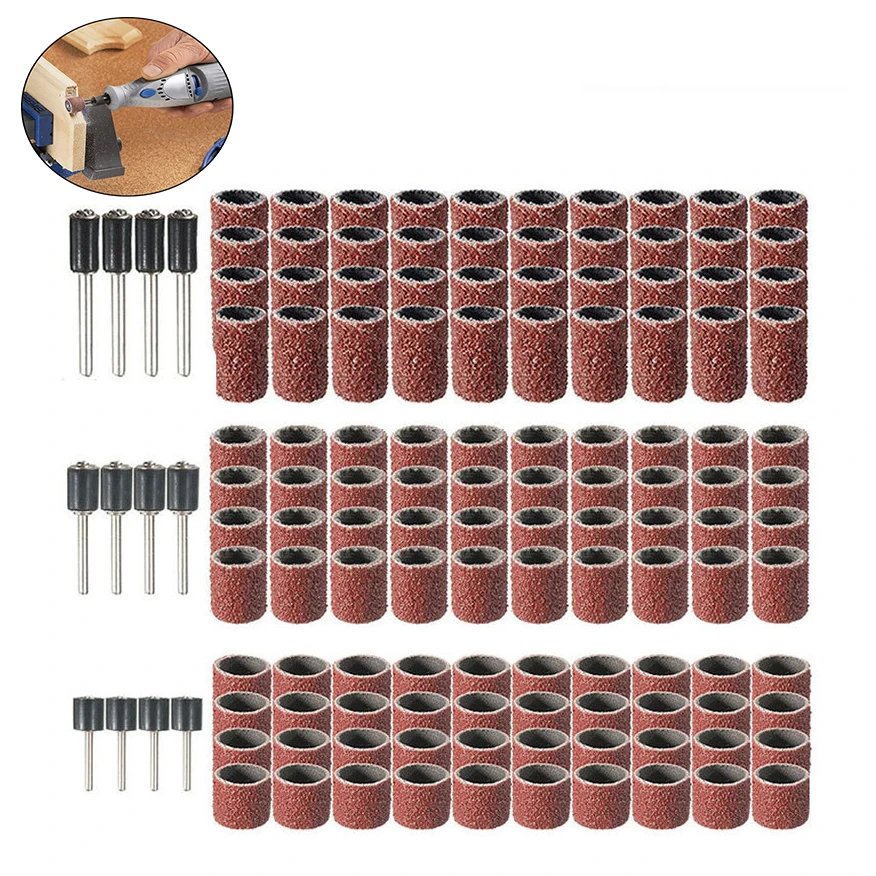 

132pcs 1/2 3/8 1/2 inch Drum Sanding Sleeves ring set nail enhancement tool grinding head special sand ring for sanding machine