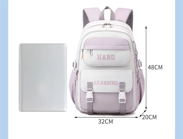 2024 middle school backpacks for teenage boys girls trend splicing printed couple backpack Large capacity nylon schoolbags book 6
