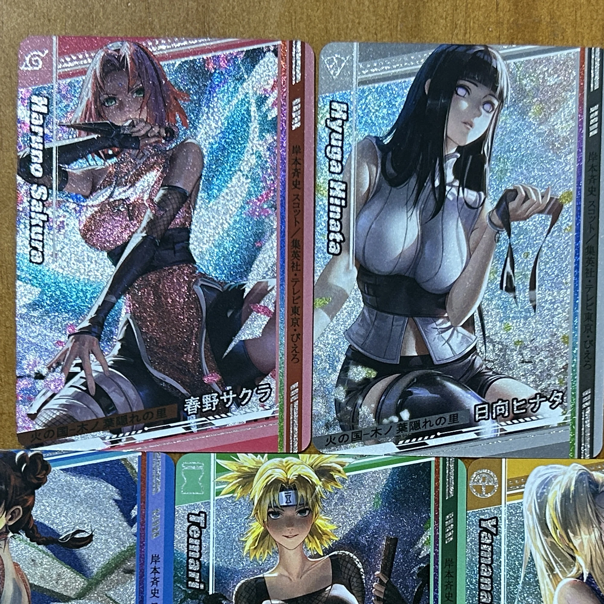 5Pcs/set Diy Naruto Haruno Sakura Hyuga Hinata Flash Card Classic Game Anime Collection Cards Gift Toy