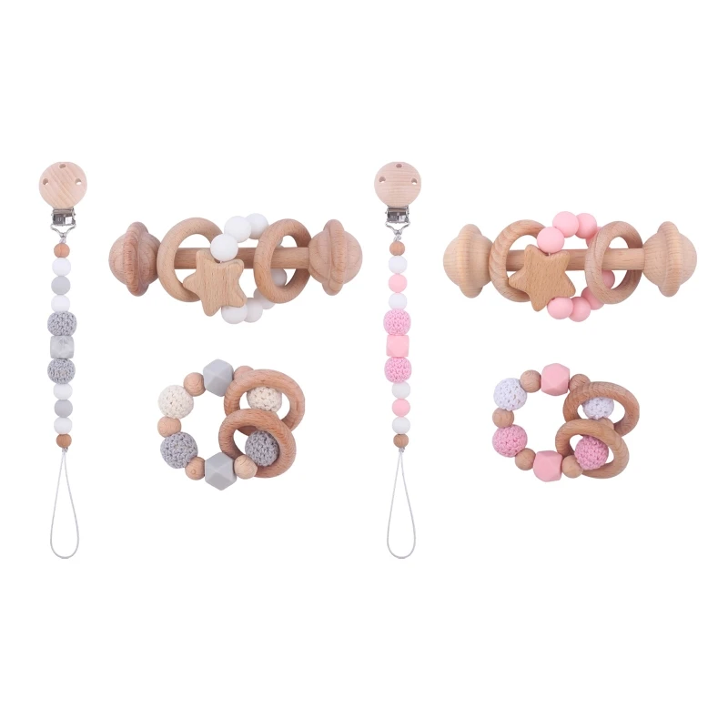 

3pcs/set Newborn Baby Girl Boy Shower Gift Infant Pacifier Clip Teether Bracelet