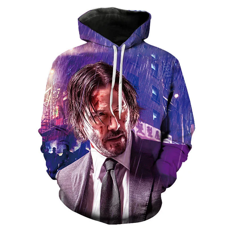 

Hot Movie John Wick Print Men Women Unisex Hoodie Casual Oversized Pullover Fashion Tops Sweatshirt Trend Streetwear Men Clothes